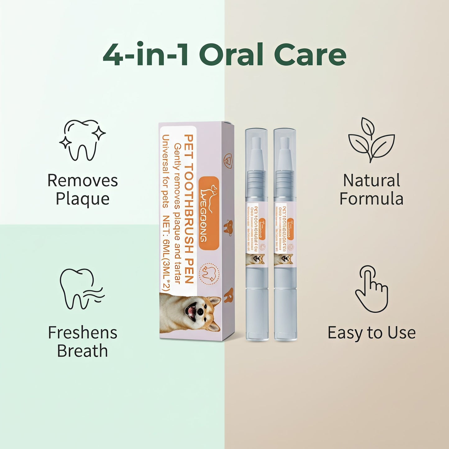🔥2+2 INGYEN (4 db)🦷 Kényelmes fogtisztító toll kutyáknak és macskáknak – Növényi kivonatokkal és borsmentával, biztonságos és frissítő 🌿✨