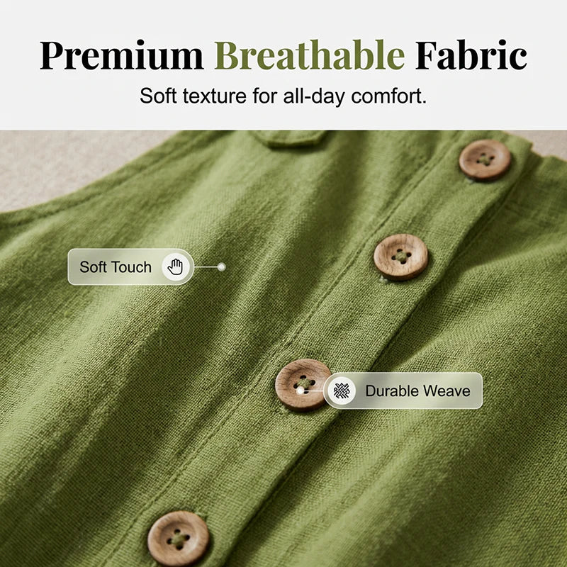 🎁Ingyenes gyönyörű nyaklánc🌿 Sokoldalú széles szárú nadrág overall✨ Laza női overall elöl gombos kialakítással – Légáteresztő prémium anyag, praktikus oldalzsebekkel!