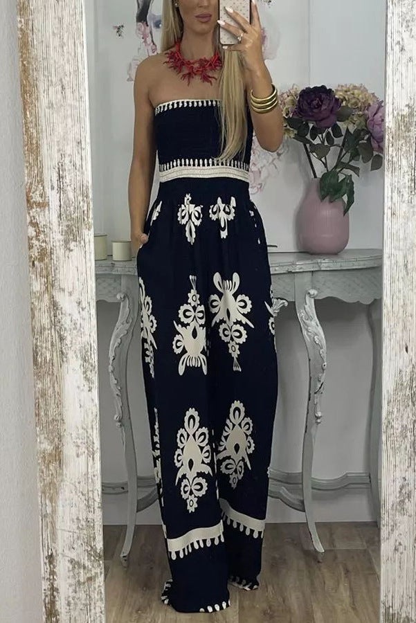 😍2026-os csőtopos🎁 Ajándék nyaklánc! Magas derékú Bardot jumpsuit✨ Nyári laza jumpsuit elöl csomózható kialakítással – Strandhoz, randira és nyaraláshoz tökéletes!