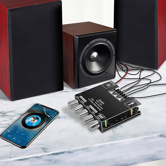 🔊⚡ 2.1 csatornás Bluetooth 5.0 erősítőmodul – Mély basszus, kristálytiszta magas hangok, kompakt kialakítás! 🎵🔥
