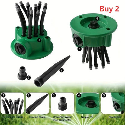 🔥1+1 ingyenes🌱Földbe szúrós öntözőfej💦360° többirányú kert öntözőfej – Szabályozható fúvókák, egyenletes locsolás gyepekhez!
