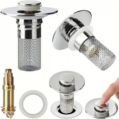 🔥1 vásárol 1 ingyen kap🚿Mosdó Hajszűrő – Rozsdamentes Acél + Pop-Up Design!