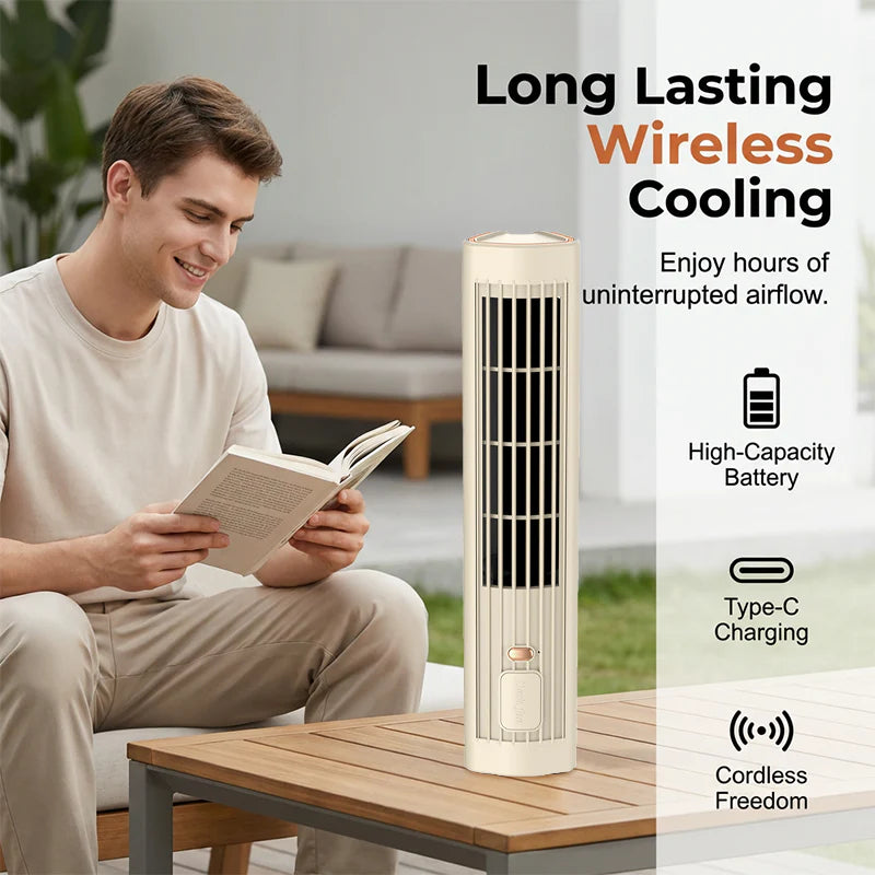 💨🔋 Újratölthető légkeringető ventilátor –✨ Álló és fekvő módban is használható🌀Vezeték nélkül, hosszú üzemidővel