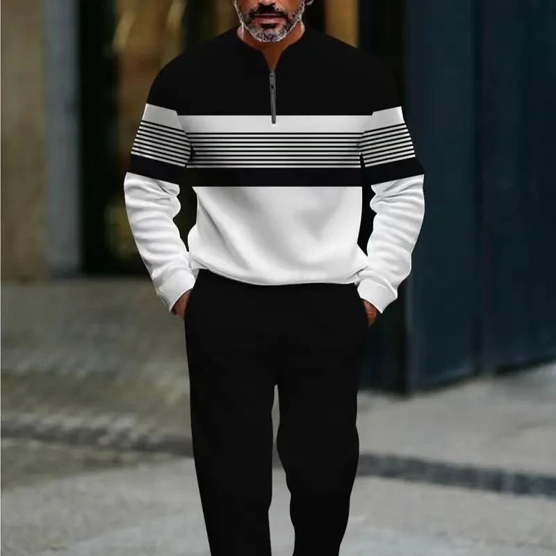 😜 35% árcsökkentés🔥 Megfizethető ruhakészletek🏃‍♂️ Férfi modern mintás edzőruha szett – Kényelmes és stílusos mindennapokra!👖