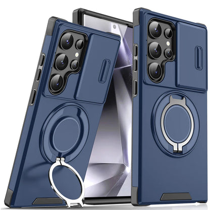 📱🔒Samsung 3 az 1-ben mágneses védőtok – kiemelt kamerafedél + állvány + teljes körű védelem.
