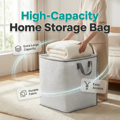 📦 Nagy kapacitású otthoni tárolózsák – Összecsukható, helyet spóroló design👜 Megerősített fülek + simán működő dupla cipzár！