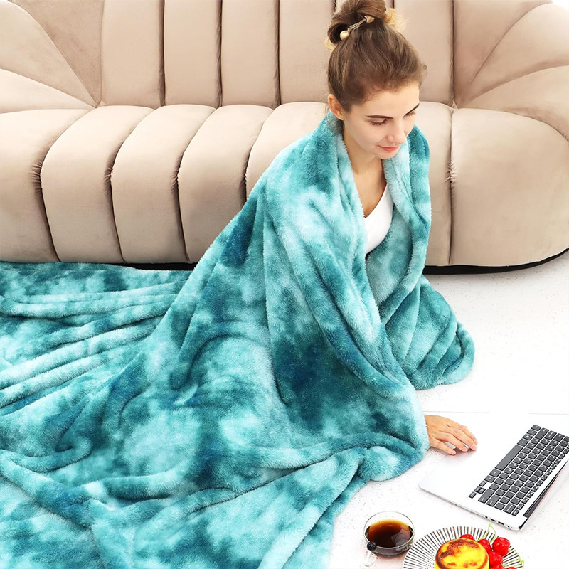 🌈 Élénk tie-dye minta + rendkívül puha plüss szövet🛋️ Minden évszakra alkalmas – Könnyű melegség, mosógépben mosható！