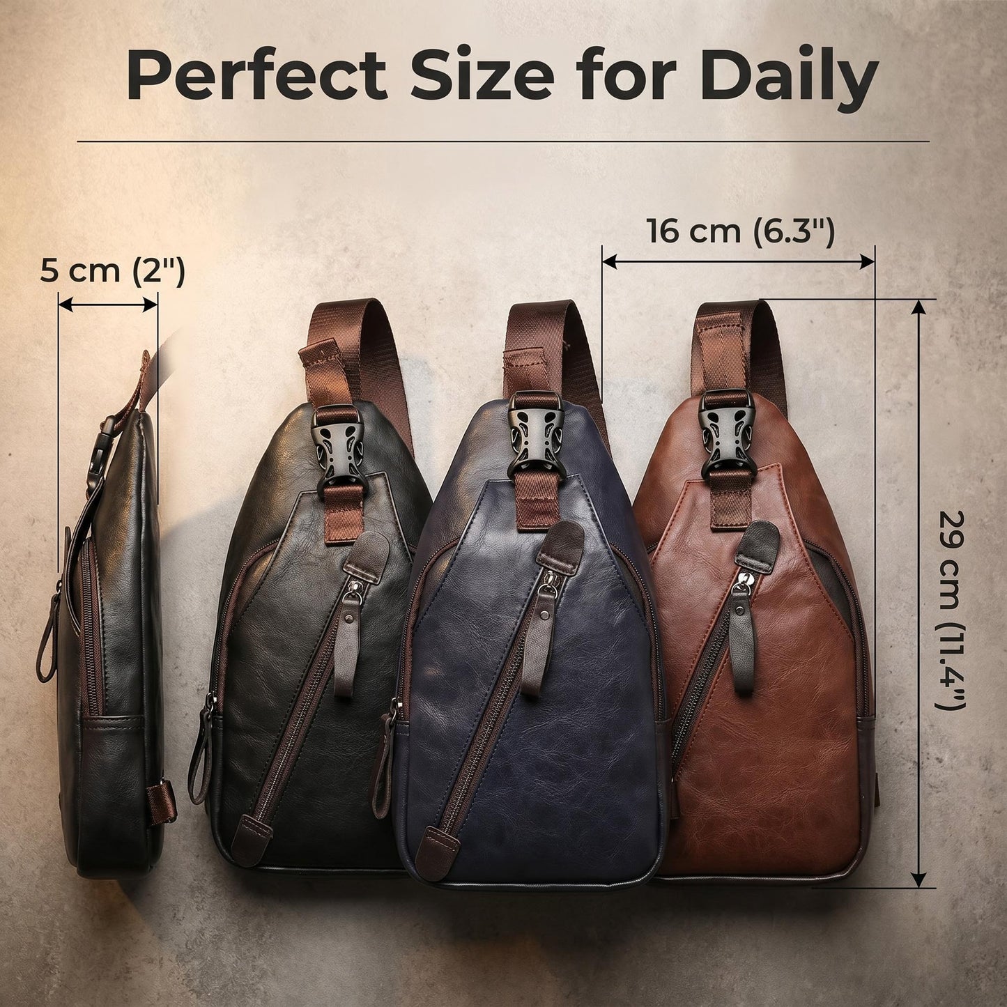 👝 Premium PU bőr mellkasi táska – Több rekesz, állítható vállpánt 🎒Mellkasként, válltáskaként vagy kézitáskaként
