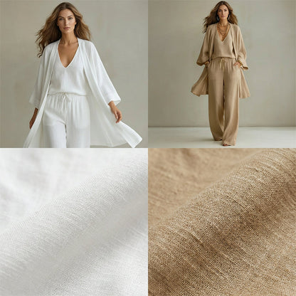 😍2026 tavaszi újdonságok🤍 Elegáns casual három darabos szett✨ Háromrészes laza női öltönyszett – Széles szárú nadrág + kardigán, légáteresztő prémium anyag!