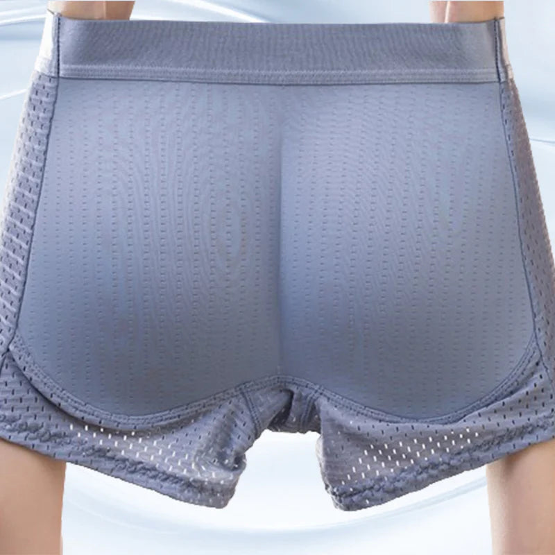 🔥1+1 ingyenes👖Férfi fenékemelő hálós boxeralsó💪 Légáteresztő és vastag párnázás: növelje férfias vonzerejét még ma!