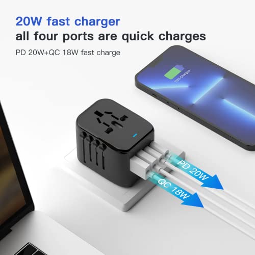 ✈️⚡ Univerzális utazási adapter – GaN 20W gyorstöltés, 180+ országban használható!🌍🔌 5 az 1-ben világadapter – dupla biztosíték, biztonságos töltés mindenhol!