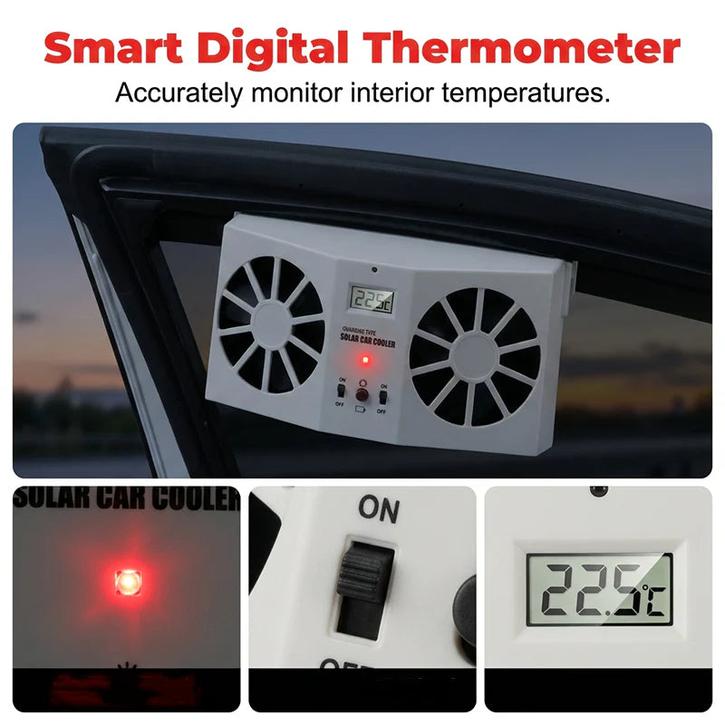 🎉49% árcsökkentés☀️ Automata napelemes szellőző ventilátor autóba📊 Valós idejű LCD hőmérséklet-kijelző🌬️Környezetbarát utastér hűtés🚗