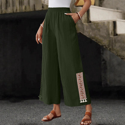 👖 Elasztikus széles nadrág – Kényelem és elegancia egyben🌸 Ruffles szélű polieszter nadrág – Modern stílus minden napra!