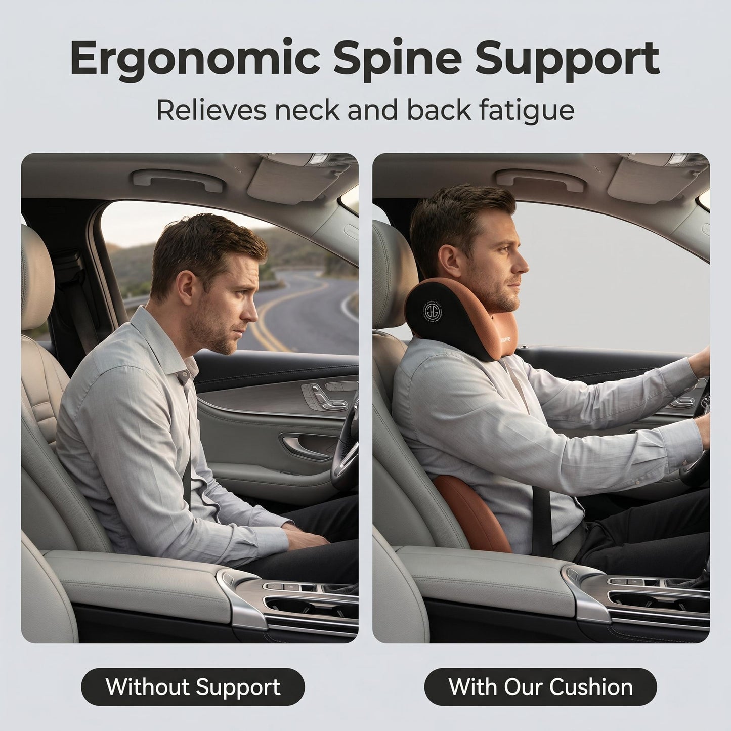 🚚Ergonomic design for perfect lumbar & seat support 🪑Nieodkształcalna, wysokiej jakości poduszka samochodowa！