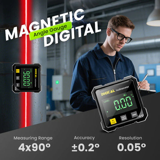 📏4 Oldalas Mágneses Lézeres Inklinométer – ±0,1° Pontosság!