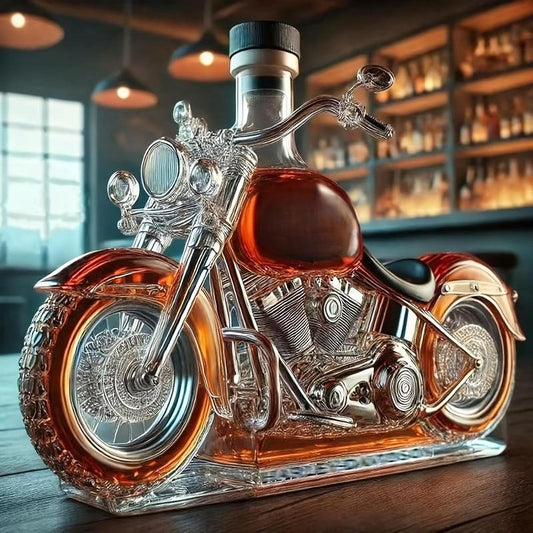 🏍️ Motorkerékpár alakú whisky dekanter – Egyedi dekor és ital tároló!