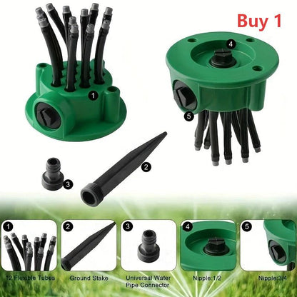 🔥1+1 ingyenes🌱Földbe szúrós öntözőfej💦360° többirányú kert öntözőfej – Szabályozható fúvókák, egyenletes locsolás gyepekhez!