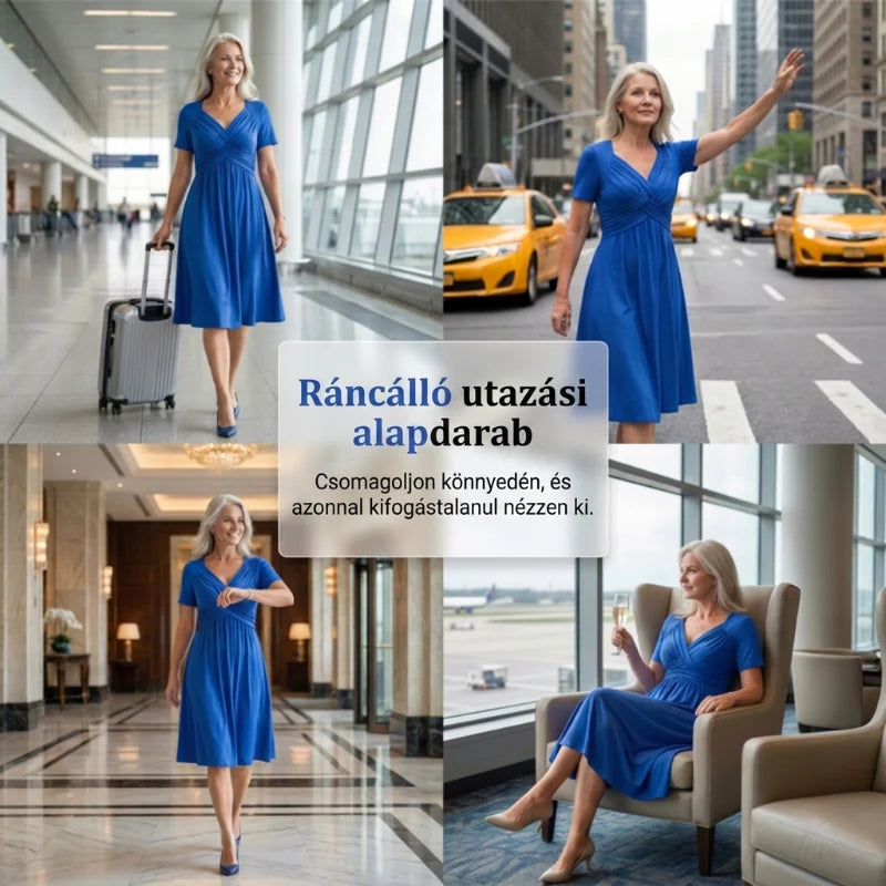 📿Ingyenes rózsa nyaklánc👗💖 Szív alakú nyakkivágású ruha – Prémium légáteresztő keverék, ráncálló utazási alapdarab! ✨🌿