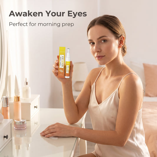 🔥2+2 INGYEN (4 db)👀✨ C-vitamin + koffein görgős szemápoló – 🔄 Jéghideg fémgörgővel a duzzanat és a sötét karikák ellen! 💖