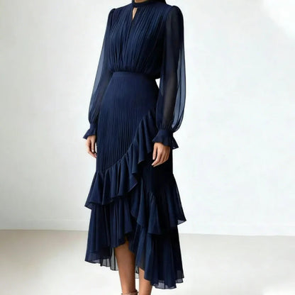 🎁Ingyenes ajándék-📿Gyönyörű nyaklánc💃 Magas nyak, átlátszó ujjak – Kifinomult és nőies sziluett!👗