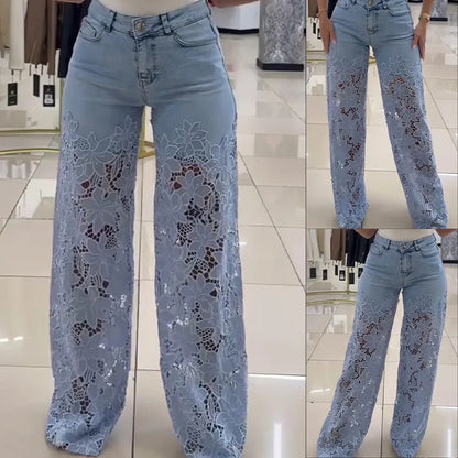 📢📢Most nagy leárazás!⏰Divatos csipkés patchwork farmer👖 Csipkés patchwork farmer – Egyedi boho stílus és nőies sziluett!
