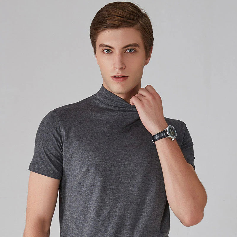 🔥1+1 ingyenes👕 Magas gallér férfi póló🌿 Lélegző anyag – Elegáns mindennapi viselet minden férfinak!