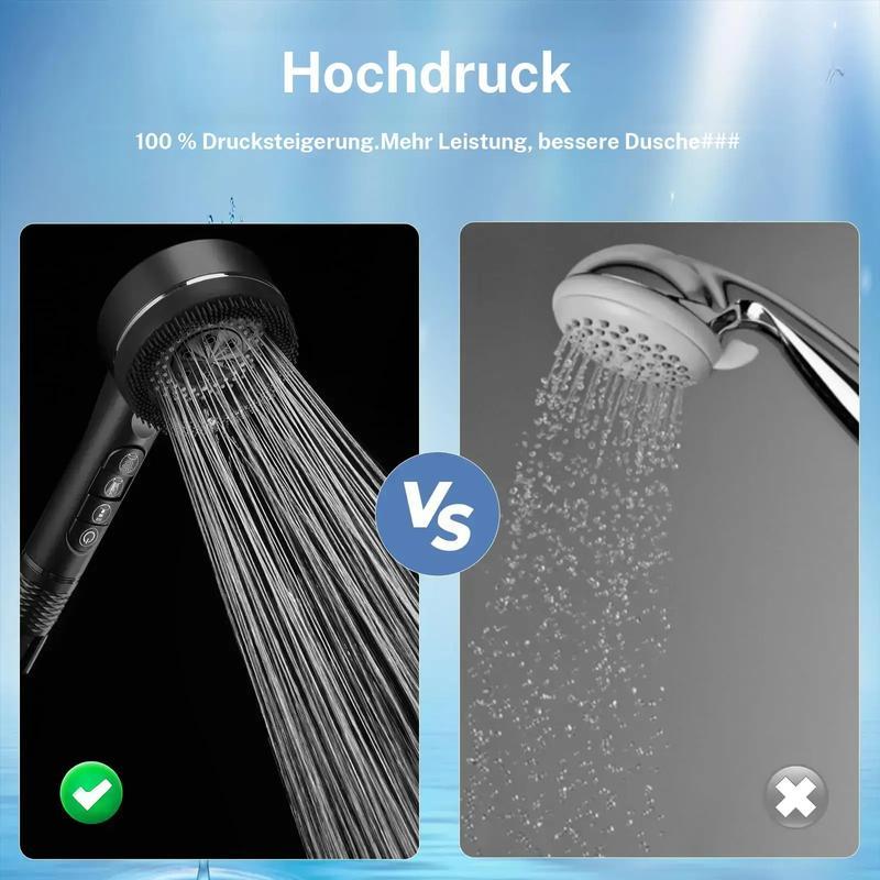 🚿 4 fokozatú zuhanyfej✨ Nyomásfokozó zuhanyfej szűrővel és masszázs funkcióval!