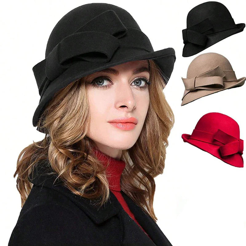😊70% kedvezmény az eredeti árból🎩 Női vintage kalap nagy masnival – Retro stílus és kényelem minden napra!