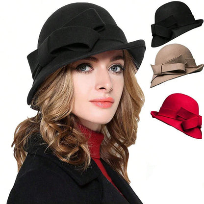 😊70% kedvezmény az eredeti árból🎩 Női vintage kalap nagy masnival – Retro stílus és kényelem minden napra!