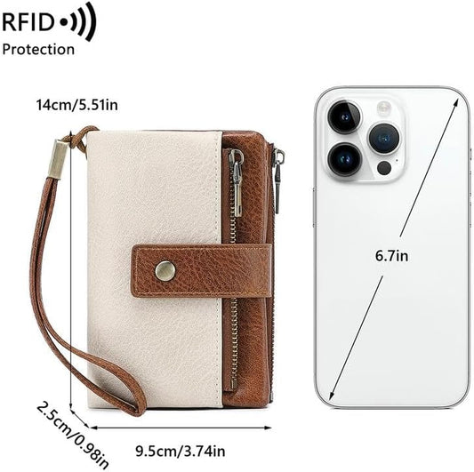 💼 Kétszínű PU bőr pénztárca🔒 RFID védett női pénztárca – Adatvédelem és elegancia egyben!