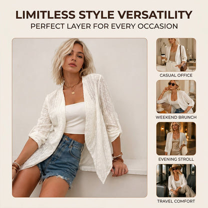 📿Ingyenes rózsa nyaklánc🌿💃 Könnyű nyári réteges kardigán – Háromnegyedes ujjal, S–3XL-ig – Minden alkalomra! 🛍️🌟