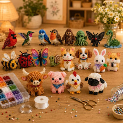 🏆Ideiglenes akció 🧵✨Bébi állatok kézműves készlet 3D gyöngyökkel！