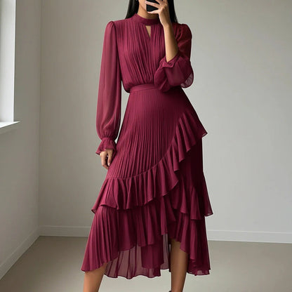 🎁Ingyenes ajándék-📿Gyönyörű nyaklánc💃 Magas nyak, átlátszó ujjak – Kifinomult és nőies sziluett!👗