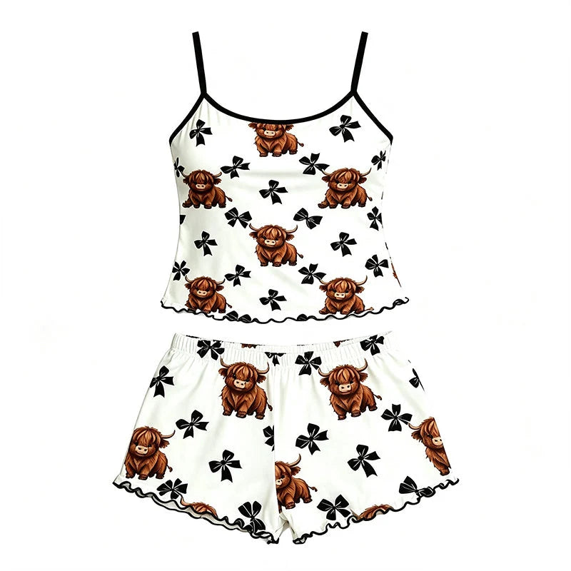 📢📢50% KEDVEZMÉNY!! ⏰„Summer Sleepless” spagetti pántos topból álló hálóruha-szett🌸🛏️