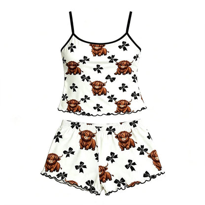 📢📢50% KEDVEZMÉNY!! ⏰„Summer Sleepless” spagetti pántos topból álló hálóruha-szett🌸🛏️