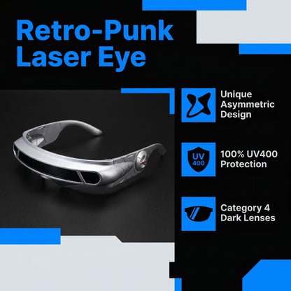 🕶️🔥✨ 50%-os villámakció! Aszimmetrikus retro-punk napszemüveg – UV400 védelem, 4. kategóriájú PC-lencsék, „Laser Eye” dizájn, városi és bulis stílus 🎸