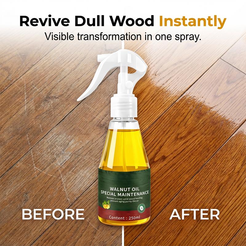 🔥1+1 ingyenes🌰 Természetes dióolaj faápoló spray – Azonnal eltünteti a karcolásokat, visszaadja a fa fényét!🪑Mélyen táplálja a fa felületeket, vegyszermentes védelem!