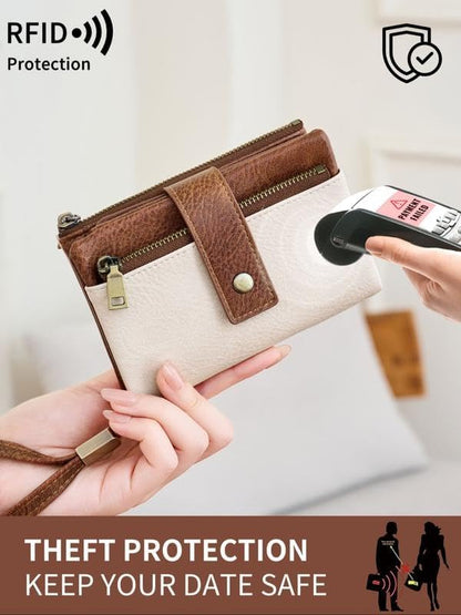 💼 Kétszínű PU bőr pénztárca🔒 RFID védett női pénztárca – Adatvédelem és elegancia egyben!