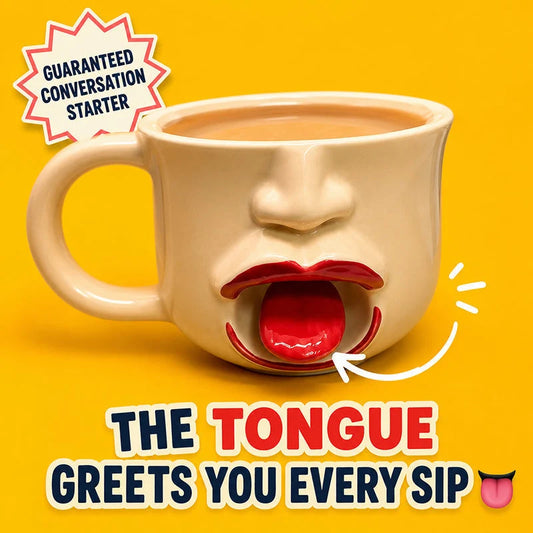 ☕😜 3D-s arcképes vicces bögre – Kinyújtott nyelvű design, prémium kerámia, C-alakú fogantyú! ✨🎁