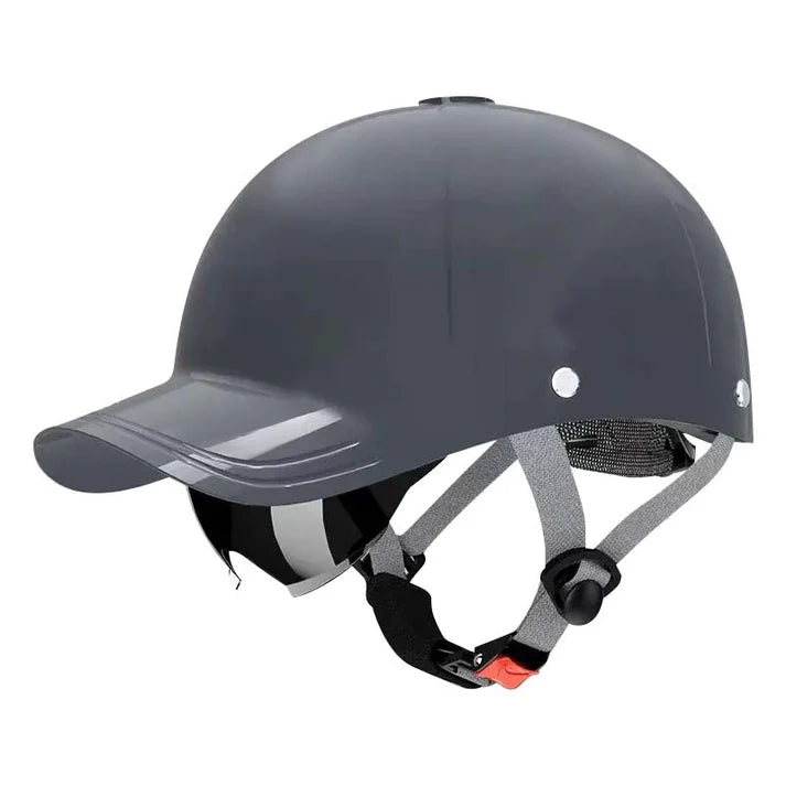 ⛑️ Unisex baseball sapka stílusú motoros sisak – Többréteges védelem (ABS+EPS) + beépített napvédő szemellenző🏍️🧢
