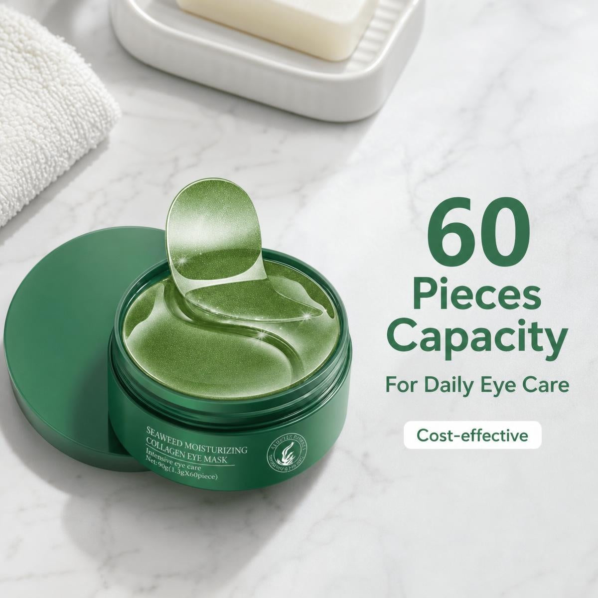 👁️✨ Hínár + kollagén szemkörnyék tapasz – 60 db, mély hidratálás, sötét karikák és finom ráncok ellen! 💎💚