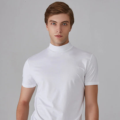 🔥1+1 ingyenes👕 Magas gallér férfi póló🌿 Lélegző anyag – Elegáns mindennapi viselet minden férfinak!