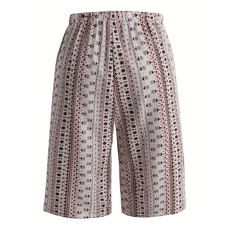 👖🌸 Retro nyomtatott rövidnadrág – Elasztikus derék, laza egyenes szárú szabás, 5 színben! ☀️✨