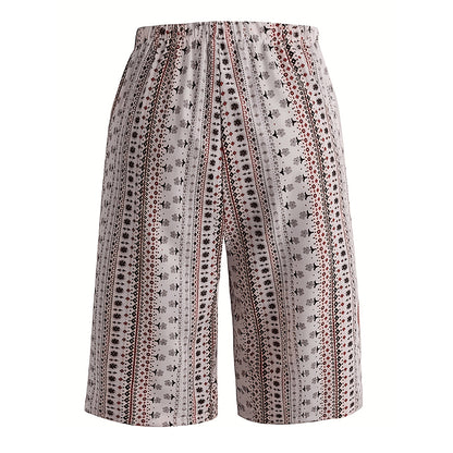 👖🌸 Retro nyomtatott rövidnadrág – Elasztikus derék, laza egyenes szárú szabás, 5 színben! ☀️✨
