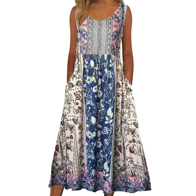 😊50% kedvezmény📿Ingyenes gyönyörű nyaklánc🌸 Virágmintás hosszú ujjatlan ruha – Lélegző, puhaság és nyári elegancka!