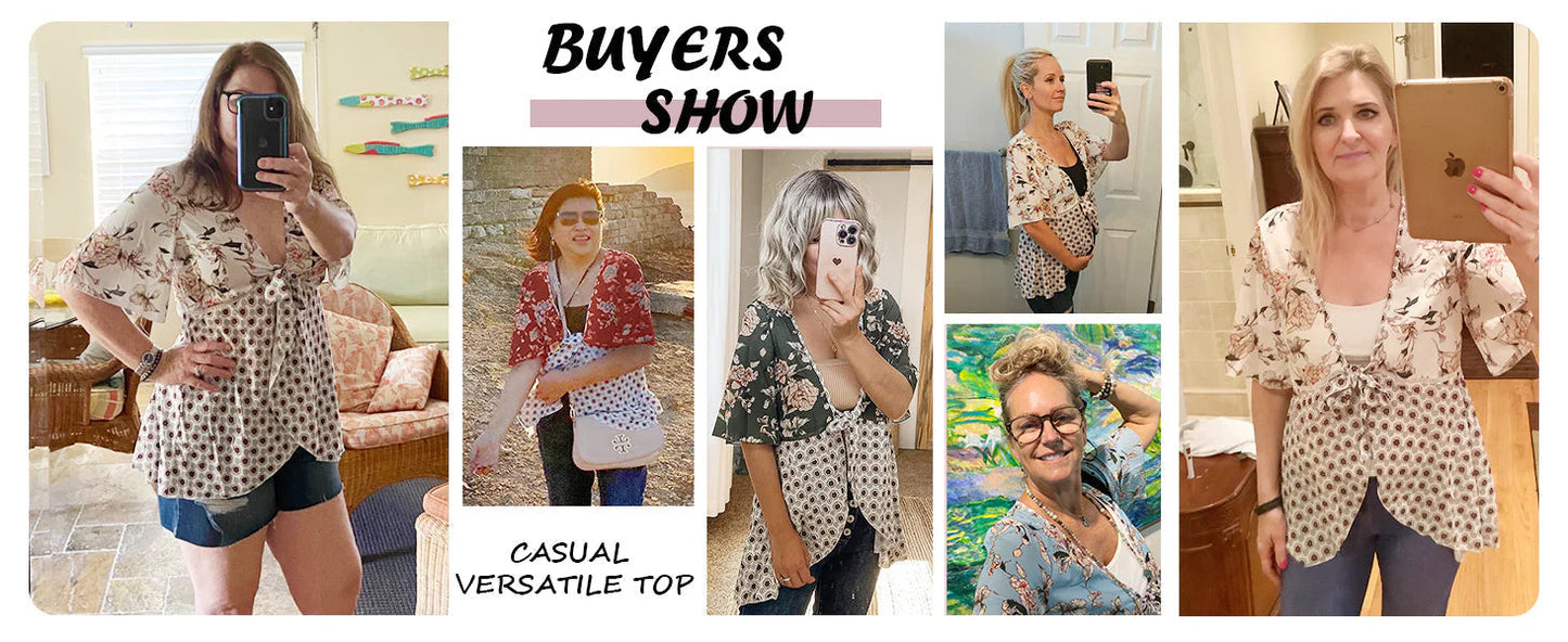 😜50% árcsökkentés 🎁Ingyenes ajándék-📿Gyönyörű nyaklánc🌸 Boho virágmintás sifon kardigán – Könnyű, fodros és sokoldalú nyári stílus!