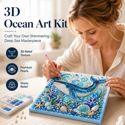 🐚✨ Tengeri élőlények DIY gyöngyfestő készlet – Ragyogó műgyöngyökkel, 8 mintában! 🎨💎
