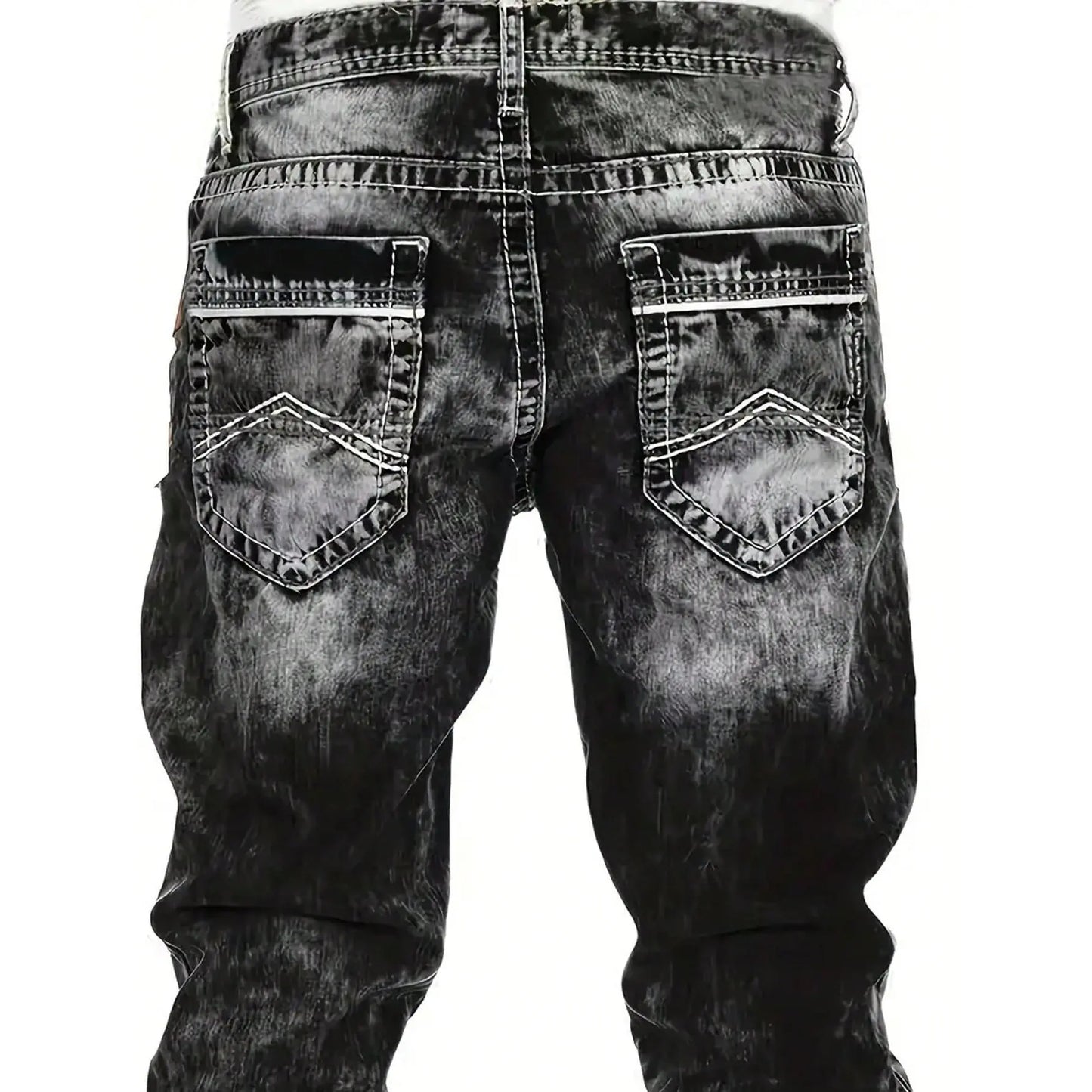 🎁Ingyenes ajándék👖 Tartós vintage farmernadrág✨ Laza denimből készült nadrág – Egyedi mosott hatás és kontrasztos díszvarrás！