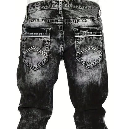 🎁Ingyenes ajándék👖 Tartós vintage farmernadrág✨ Laza denimből készült nadrág – Egyedi mosott hatás és kontrasztos díszvarrás！