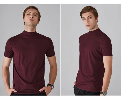 🔥1+1 ingyenes👕 Magas gallér férfi póló🌿 Lélegző anyag – Elegáns mindennapi viselet minden férfinak!